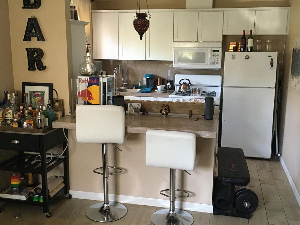 Bar and kitchen from living room