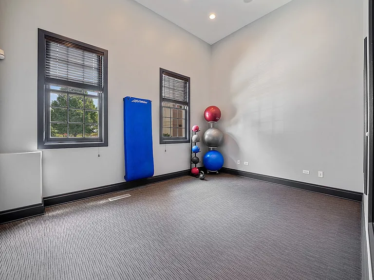 Yoga and stretch room with exercise equipment