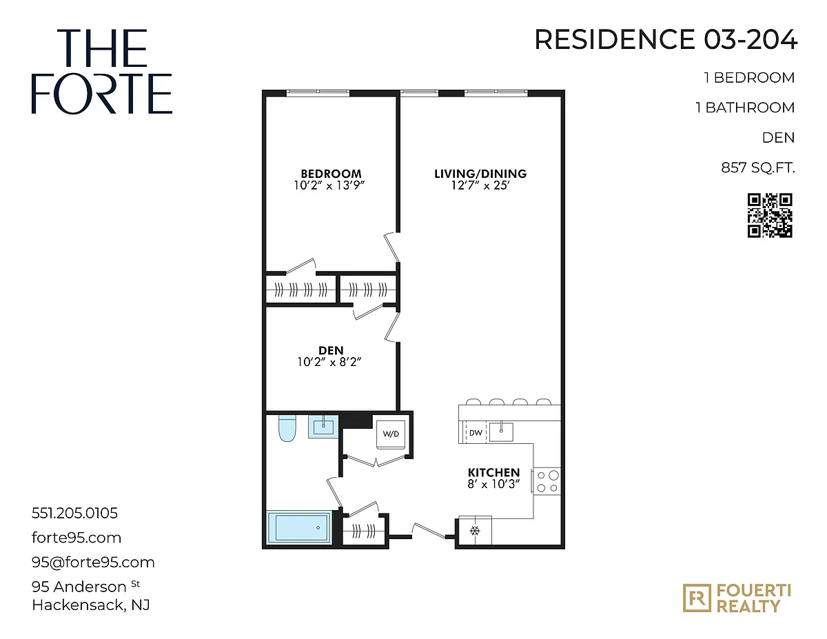 Floor plan 1 bedroom plus den