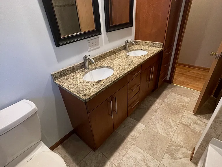 Granite countertop double sinks