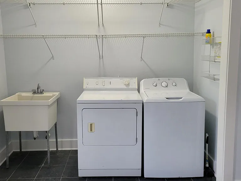 Apartment Washer/Dryer, Sink and Storage Shelves