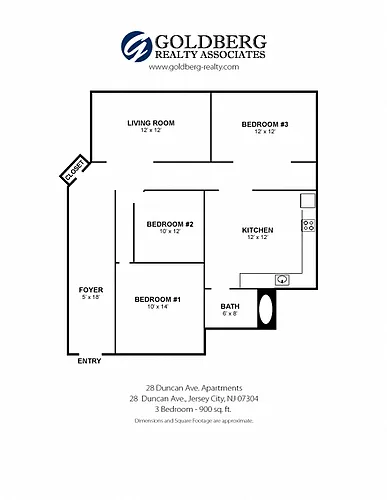 Floor plan 3 Bedroom 1 Bath