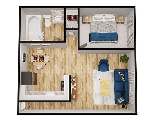 Floor plan 1x1 - 596 sqft - Avanti Reno