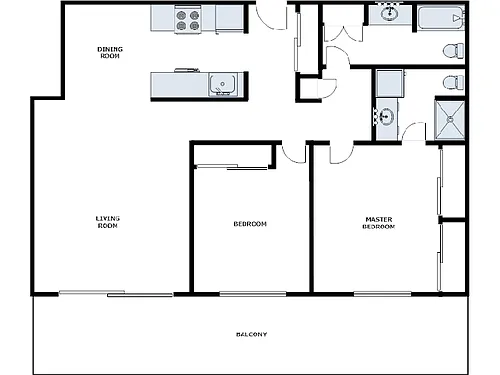 Floor plan 2 Bed / 2 Bath: Type H