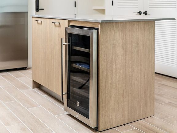 Stainless steel wine fridge in select homes