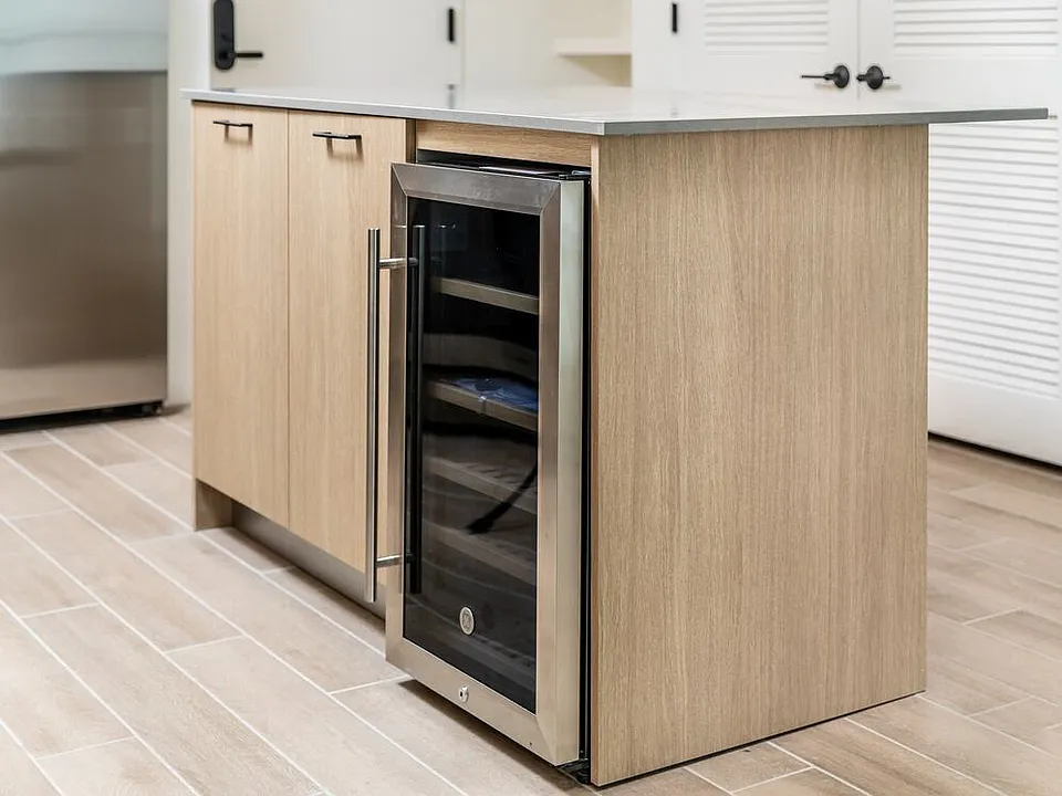 Stainless steel wine fridge in select homes