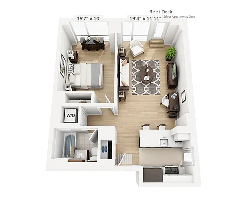 Floor plan One Bedroom (A1E-801)