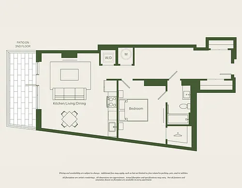 Floor plan 1 Bed- 1 Bath | A08 - Reva