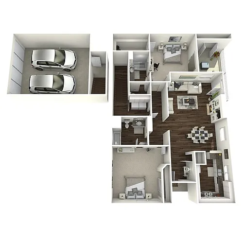 Floor plan Pegasus - Two Bedroom/Two Bath 1,214 Sq Ft