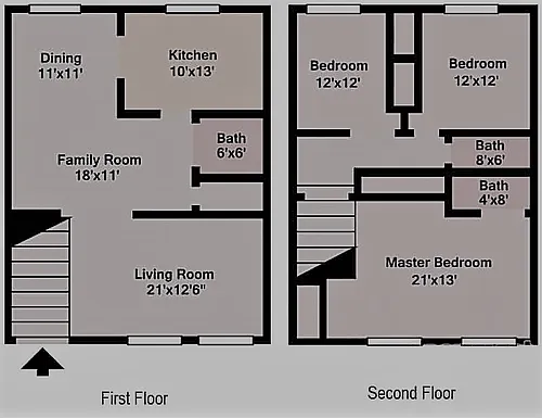 Floor plan Three Bedroom Townhome