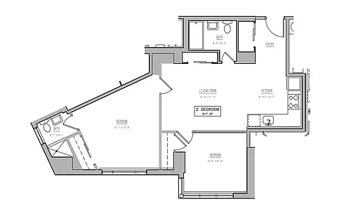 Floor plan Renovated 2 Bedrooms 1 Bathroom- 04 Tier