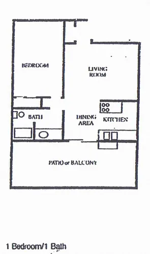 Floor plan 1 Bedroom/1Bath