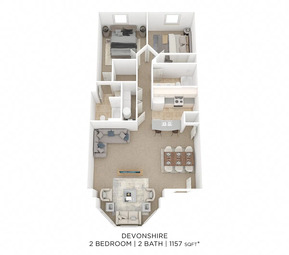 Floor plan Two Bedroom 2 Bath-Devonshire