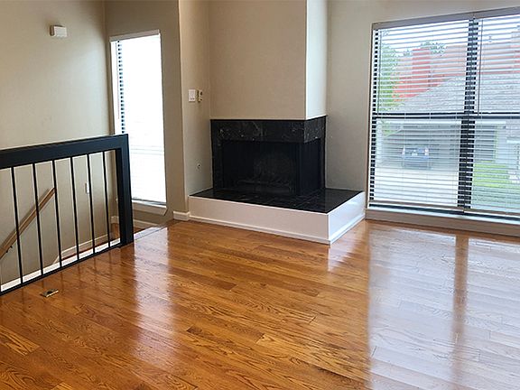 Living room and corner fireplace