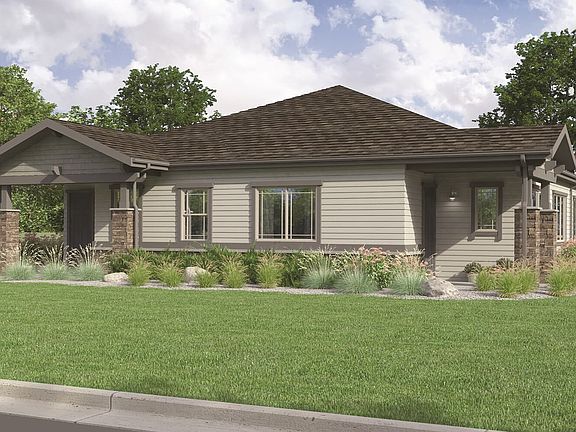Contemporary Elevation of Villa Two at Villa Portfolio at Brighton Crossings in Brighton, Colorado b