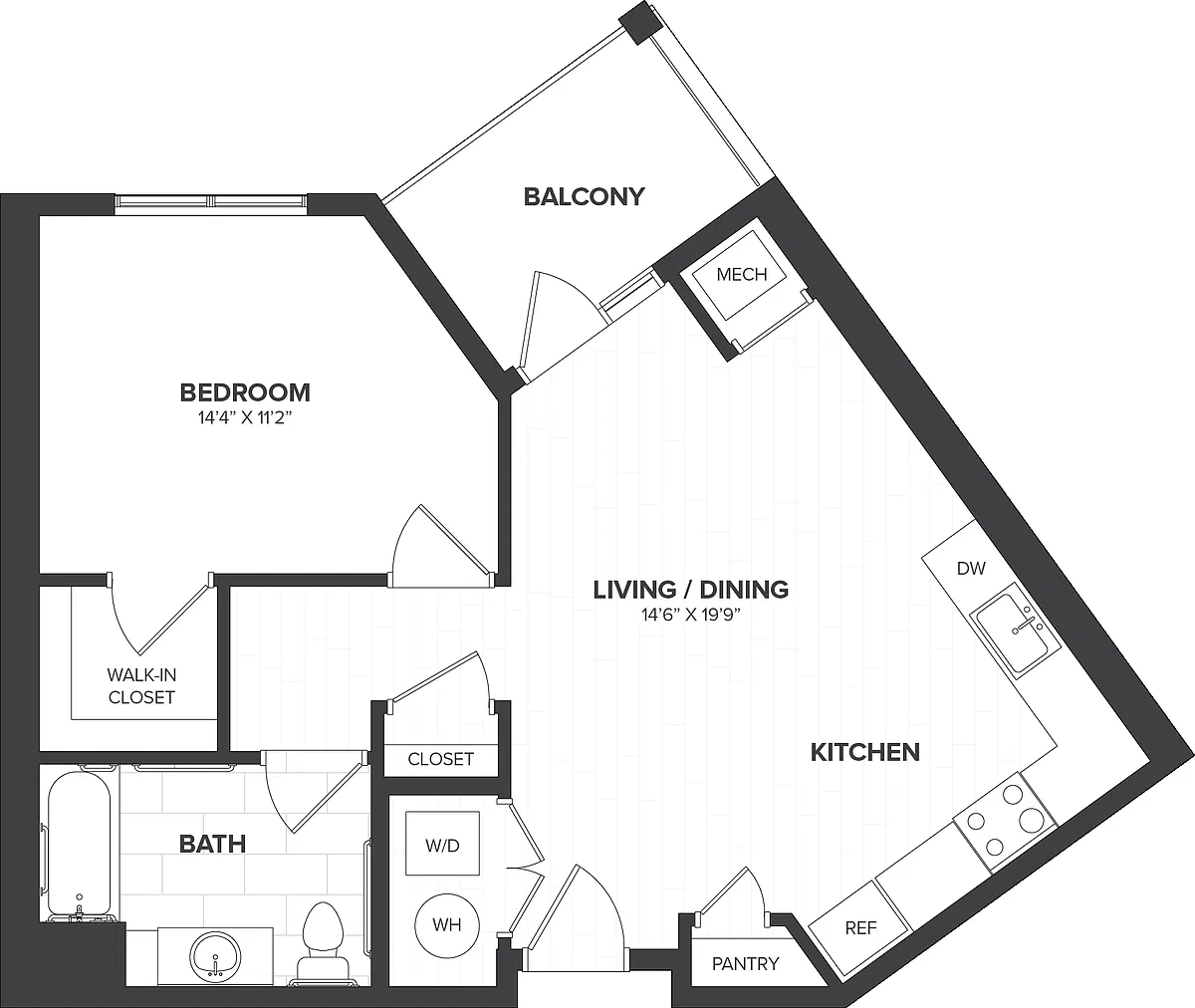 Floor plan 1 Bed/1 Bath-A4