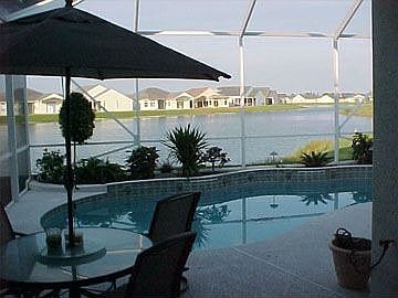 View of pool and lake