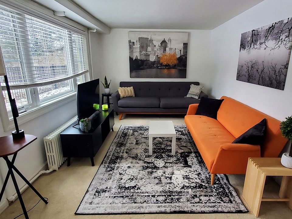 Livingroom has two couches and a Roku TV.