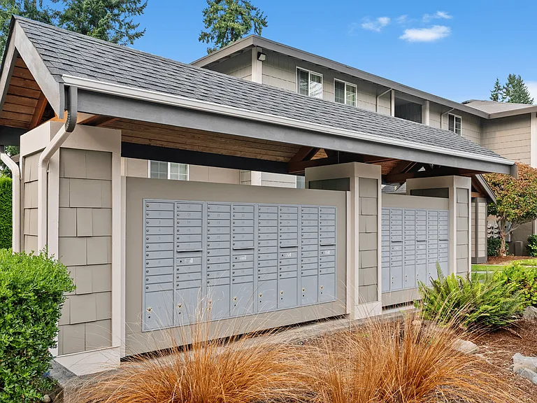 Covered mail kiosk conveniently located within the Willow Hill Apartments community.