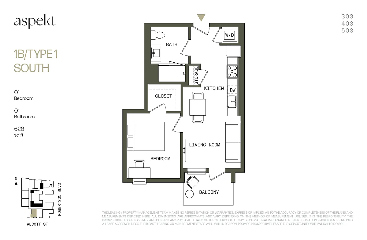 Floor plan 1B TYPE 1 SOUTH