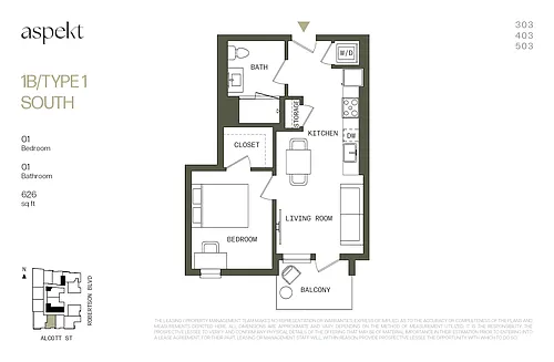 Floor plan 1B TYPE 1 SOUTH