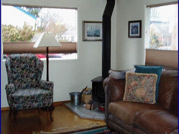 Living room w/wood stove