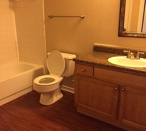 Hardwood floors in the bathroom