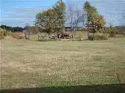 Large back yard with garden backs up to field.