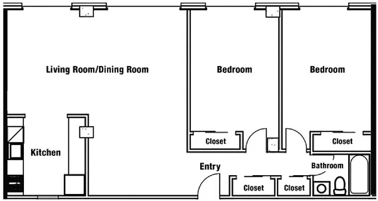 Floor plan Two Bedroom One Bath