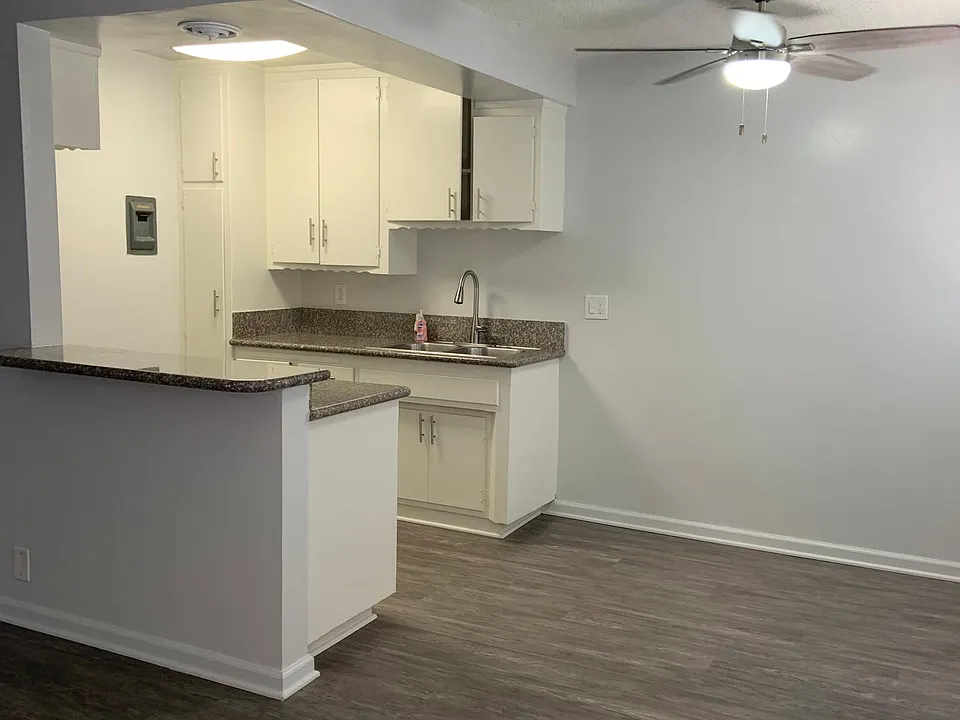 Dining room space with room for bar stools