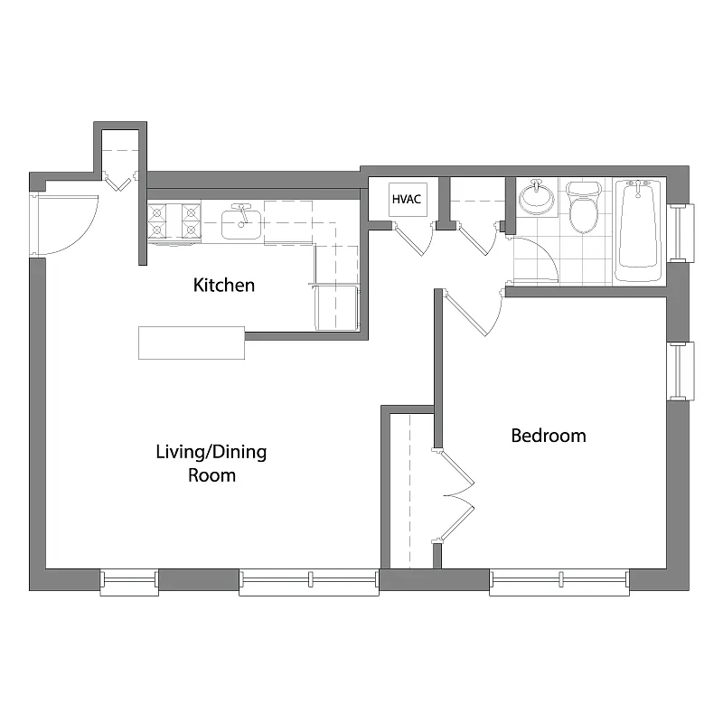 Floor plan Junior 1 Bedroom