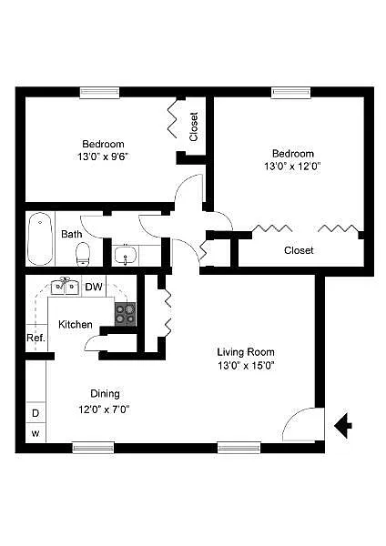 Floor plan 2 BR Garden