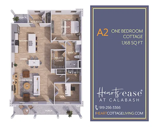 Floor plan A2 - One Bedroom Cottage w Den