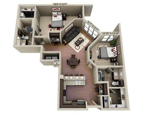 Floor plan Two Bedroom B2B