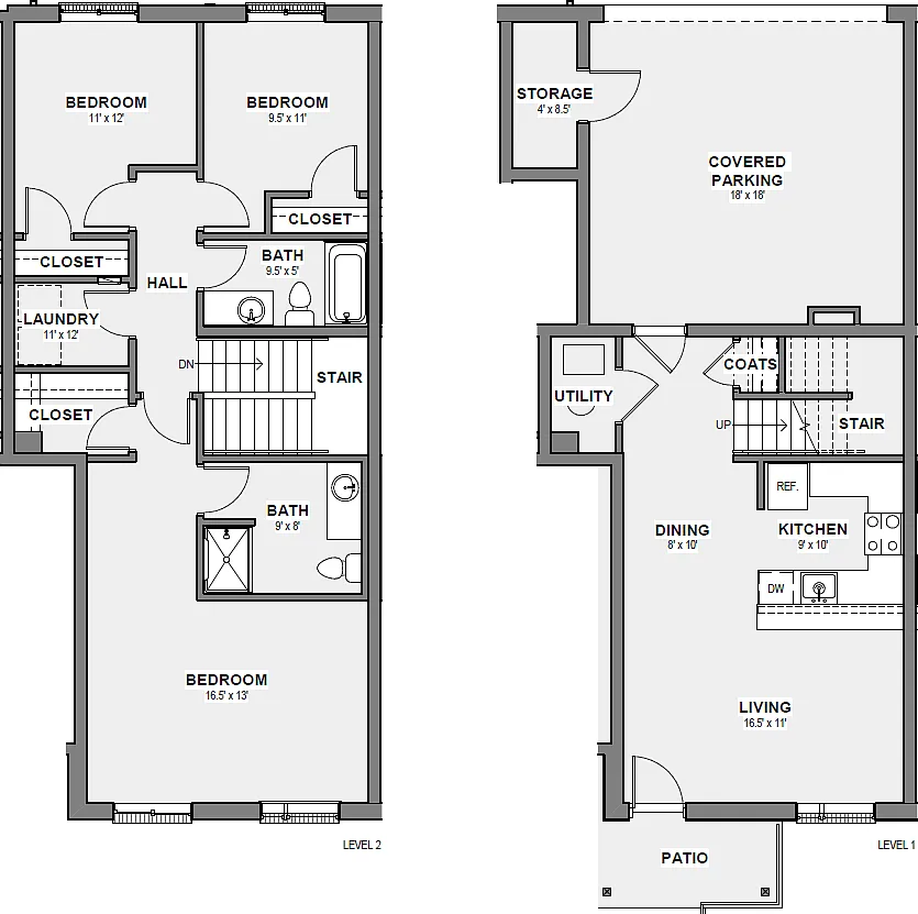 Floor plan 3 Bed 2 Townhome