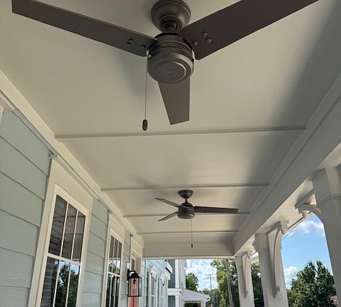 Rocking Chair Front Porch with 2 Exterior Ceiling Fans