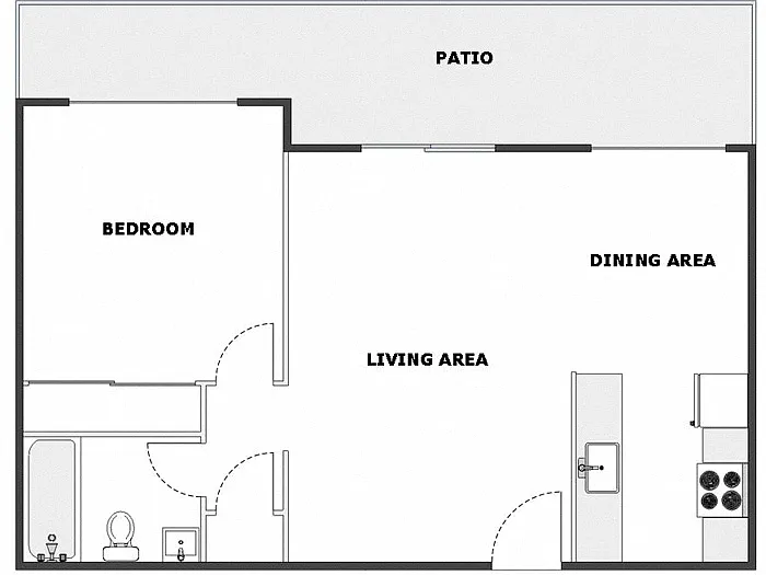 Floor plan 1 Bed / 1 Bath: Type B