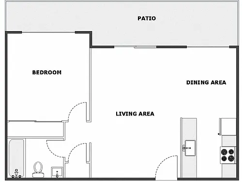 Floor plan 1 Bed / 1 Bath: Type B