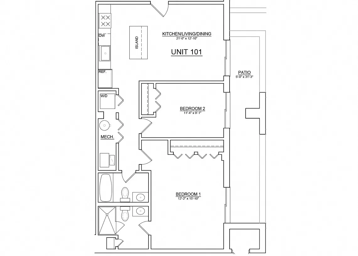 Floor plan 2 Bed x 2 Bath