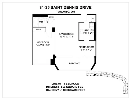 Floor plan 1 Bedroom 1 Bed 1 Bath 8