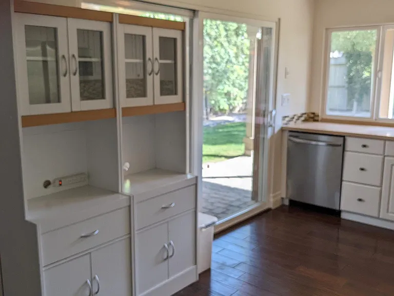 Addition free standing cabinets for more storage and has AC for two appliances such as coffee maker, blender and a slow cooker
