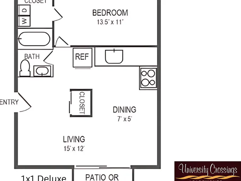 1x1 Deluxe l 578 sq ft l University Crossings 1x1 Deluxe l 578 sq ft l University Crossings