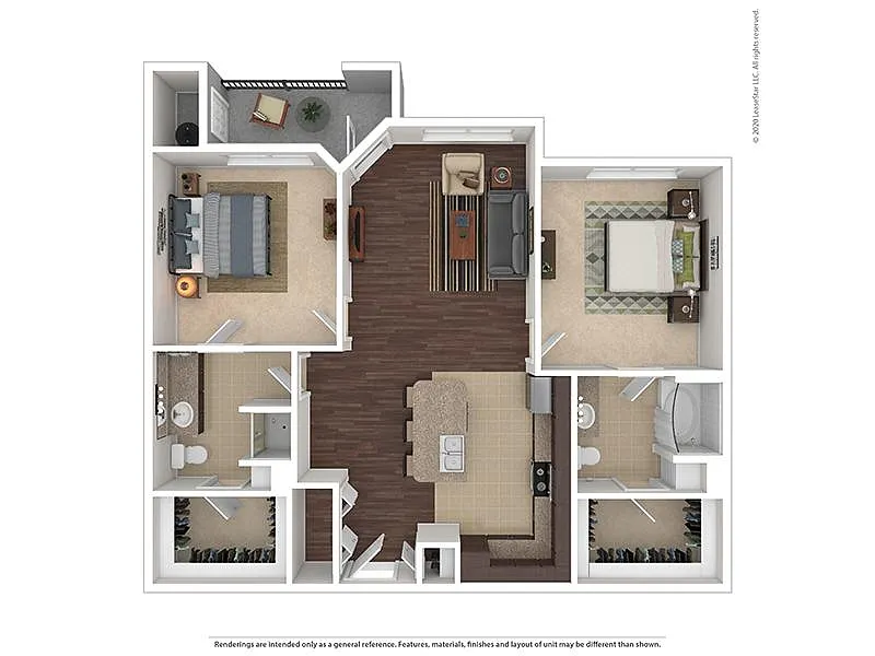 Floor plan 2 Bedroom 2 Bathroom B1