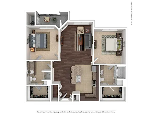 Floor plan 2 Bedroom 2 Bathroom B2