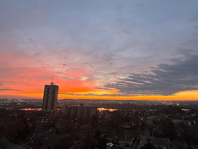 Balcony features West-facing views of sunsets over the Arkansas River.