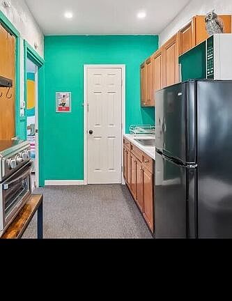 Full size fridge/cooking space
