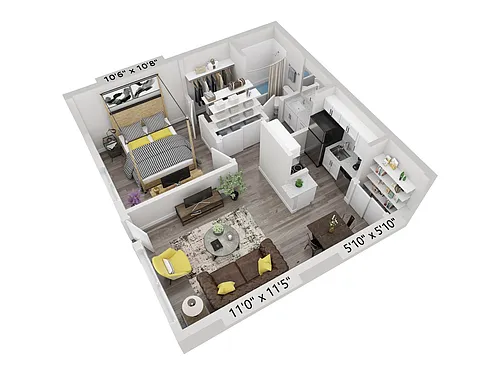 Floor plan A2 | 1x1 | Medium Renovated