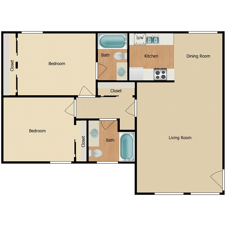 Floor plan 2 Bed 2 Bath