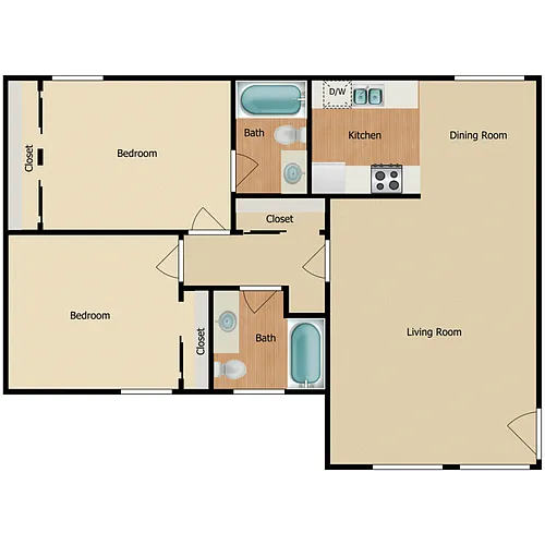 Floor plan 2 Bed 2 Bath