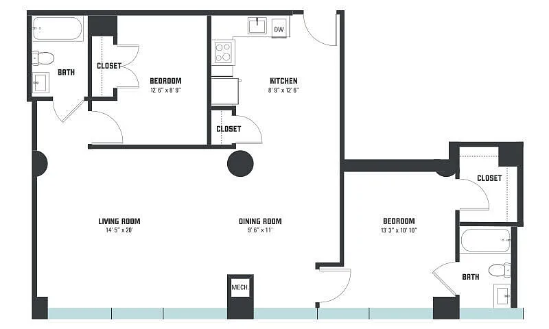 Floor plan B8 Two Bedroom